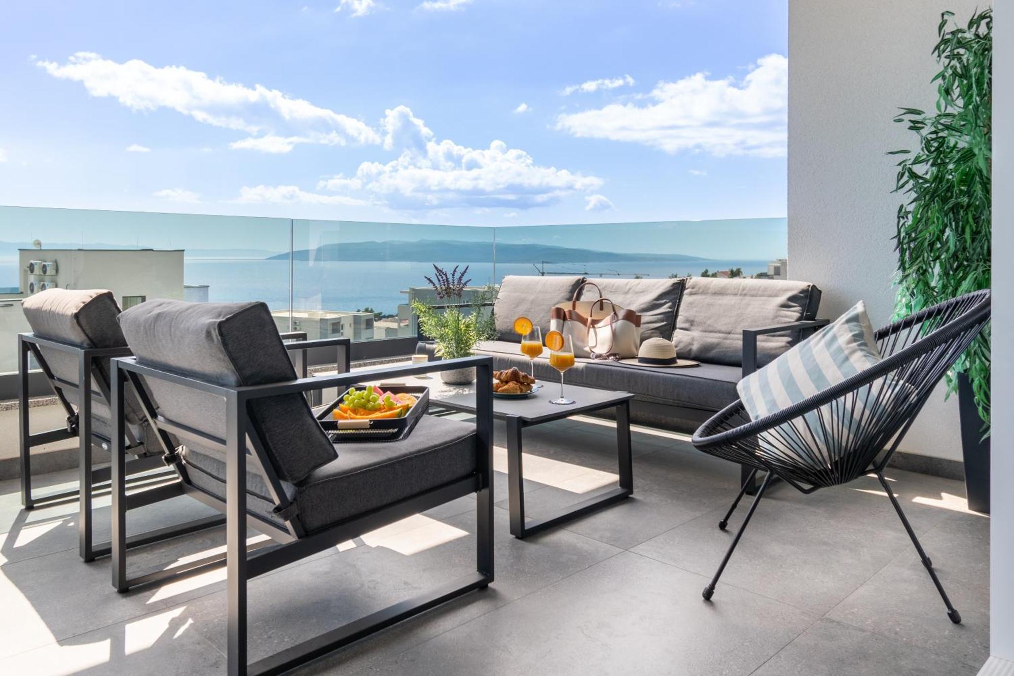 Ferienwohnung Lux Penthouse Panoramic View With Jacuzzi Makarska Exterior foto